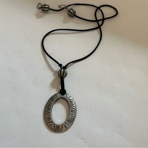 Womens Premier Deisgns silver tone western inspired‎ charm with leather necklace